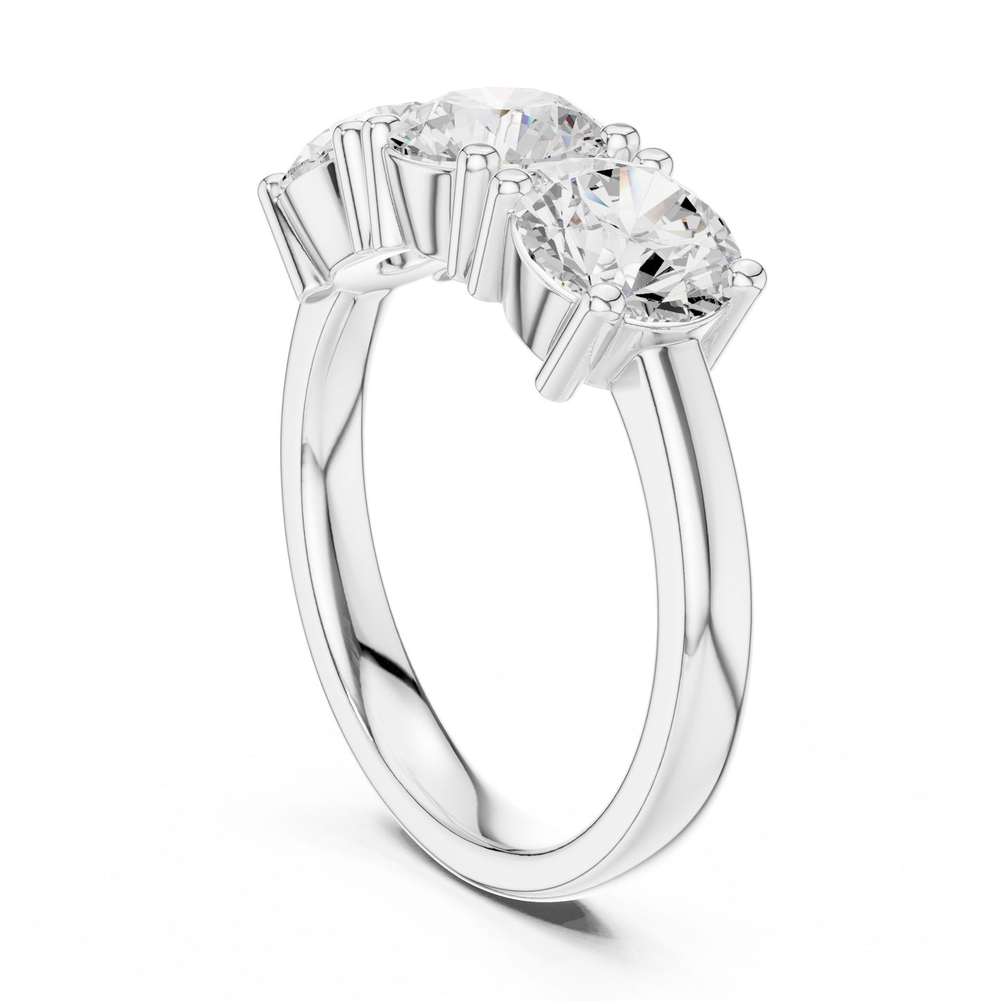 Round Lab Grown Diamond Three-Stone Engagement Ring