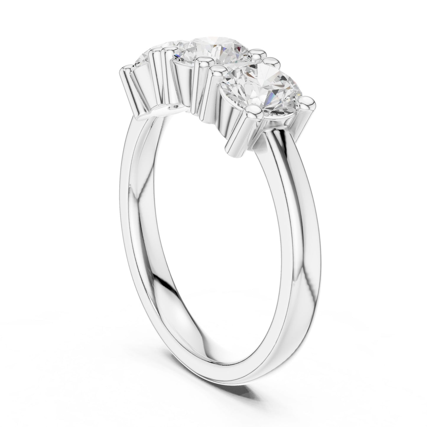 Round Lab Grown Diamond Three-Stone Engagement Ring