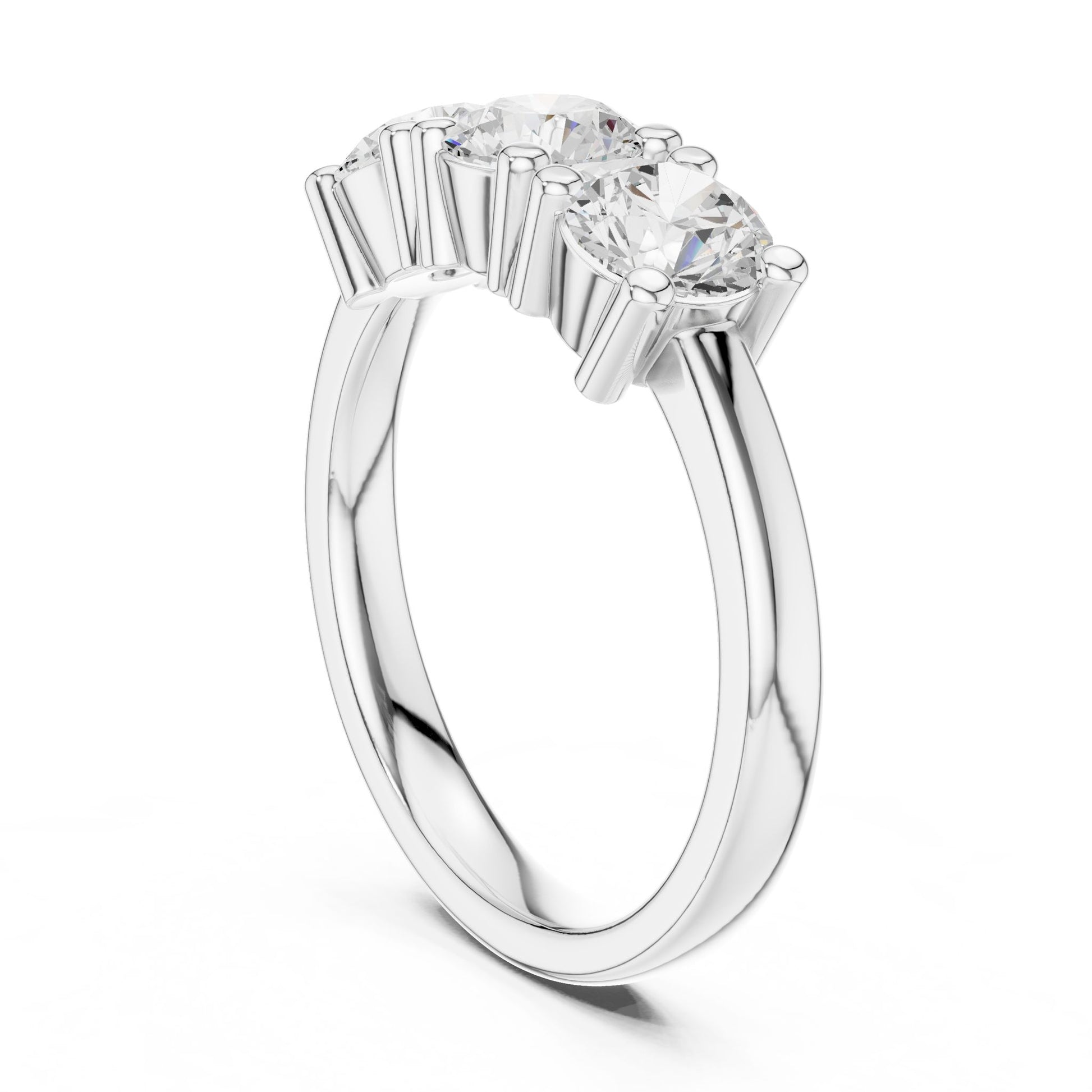 Round Lab Grown Diamond Three-Stone Engagement Ring