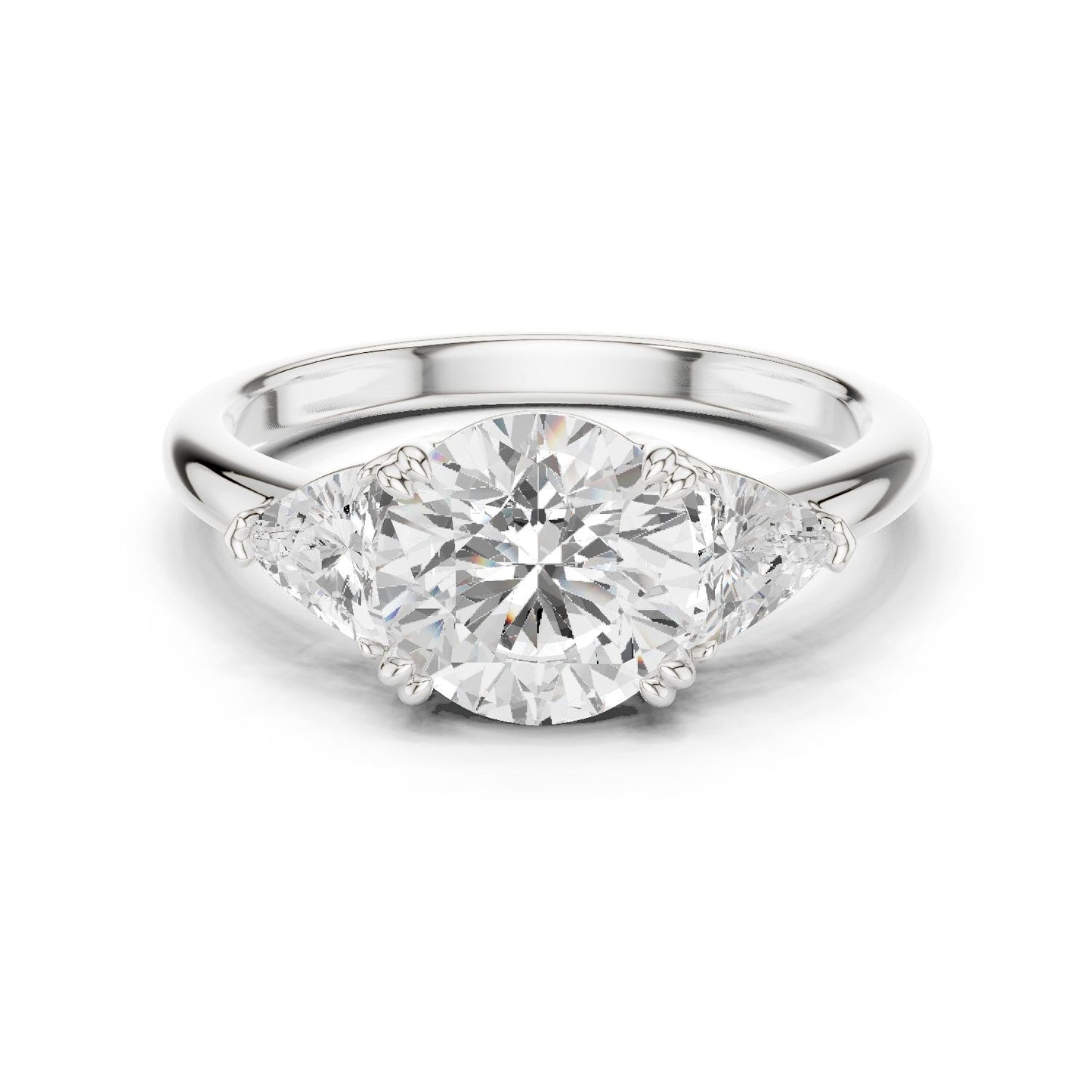 Round Lab Grown Diamond Three-Stone Engagement Ring