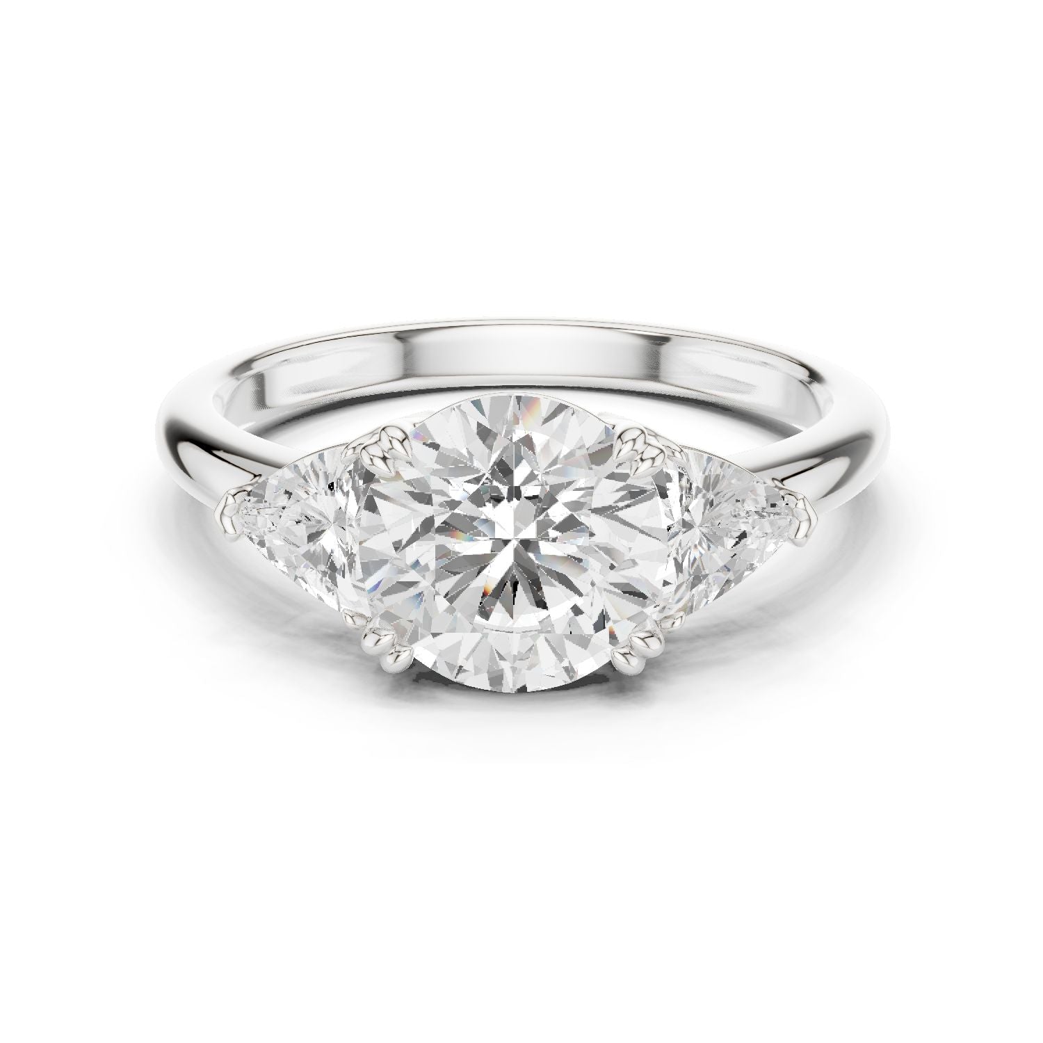 Round Lab Grown Diamond Three-Stone Engagement Ring