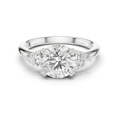 Round Lab Grown Diamond Three-Stone Engagement Ring