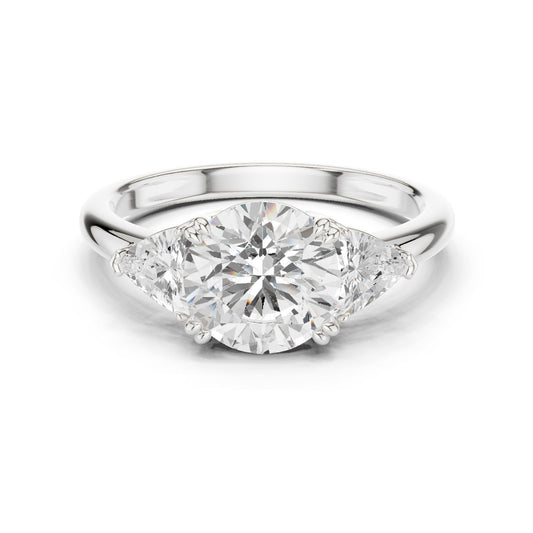 Round Lab Grown Diamond Three-Stone Engagement Ring