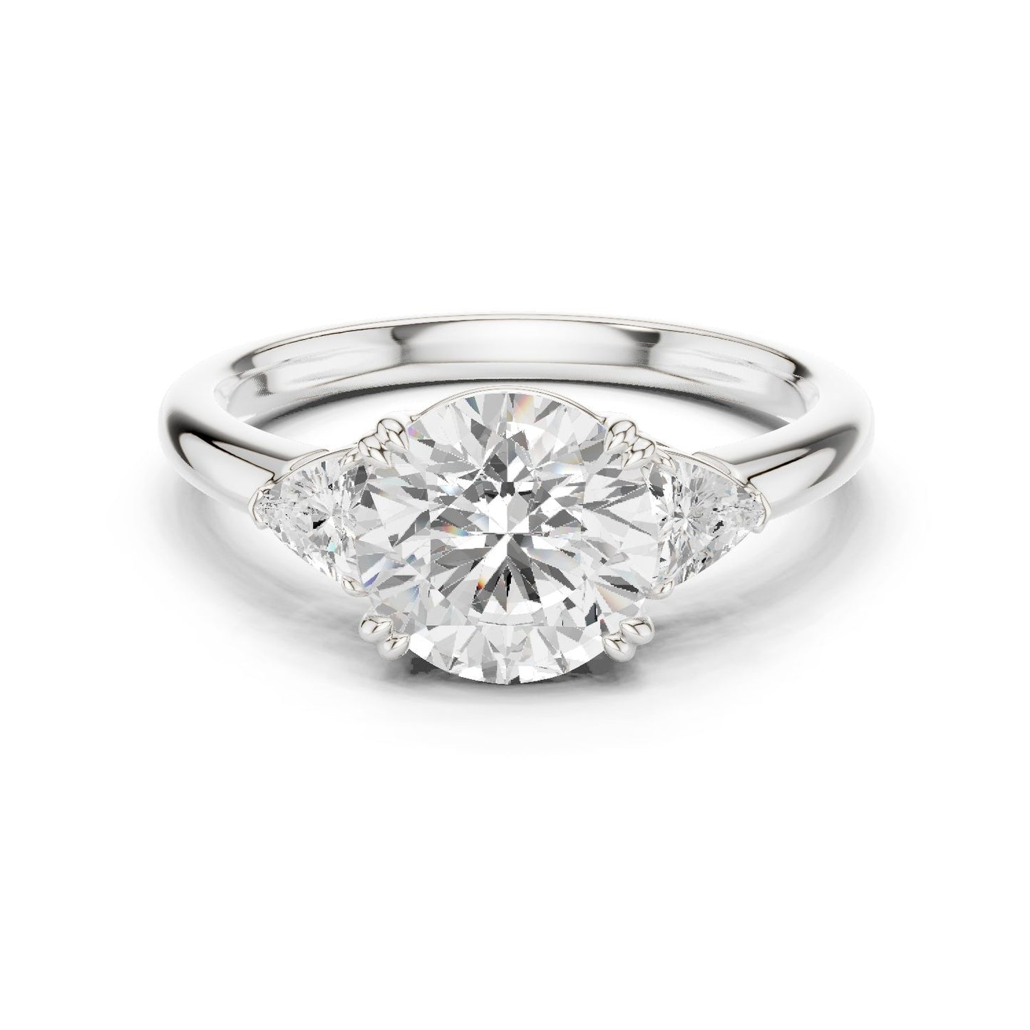 Round Lab Grown Diamond Three-Stone Engagement Ring
