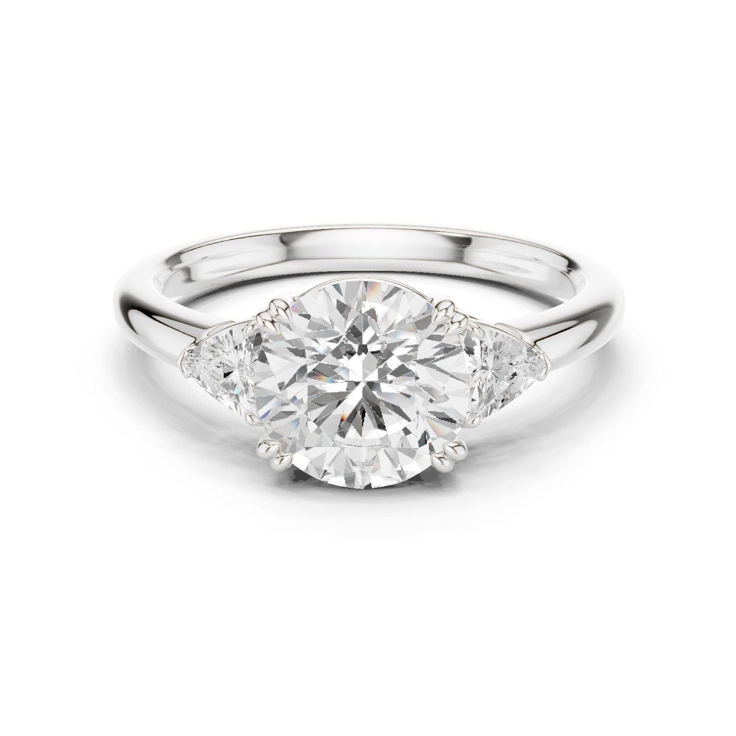 Round Lab Grown Diamond Three-Stone Engagement Ring