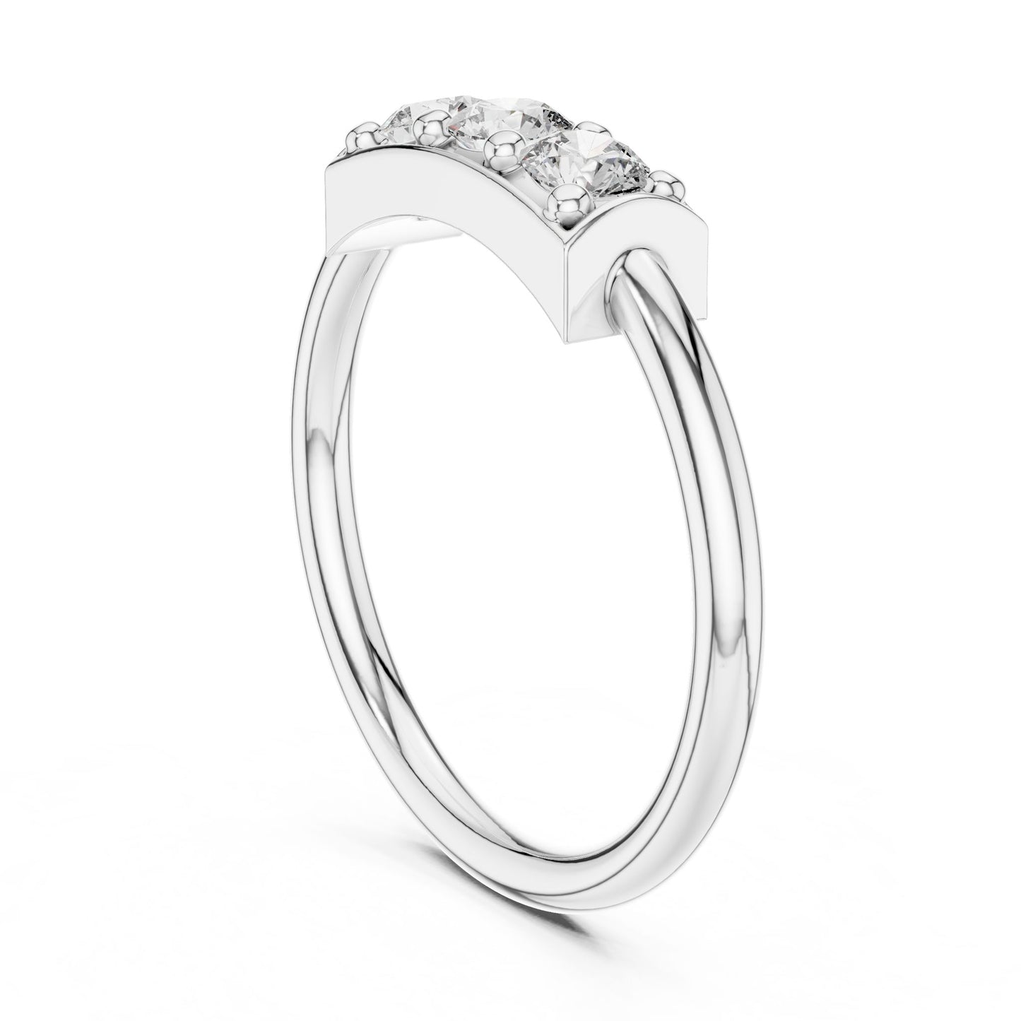 Round Lab Grown Diamond Three-Stone Engagement Ring