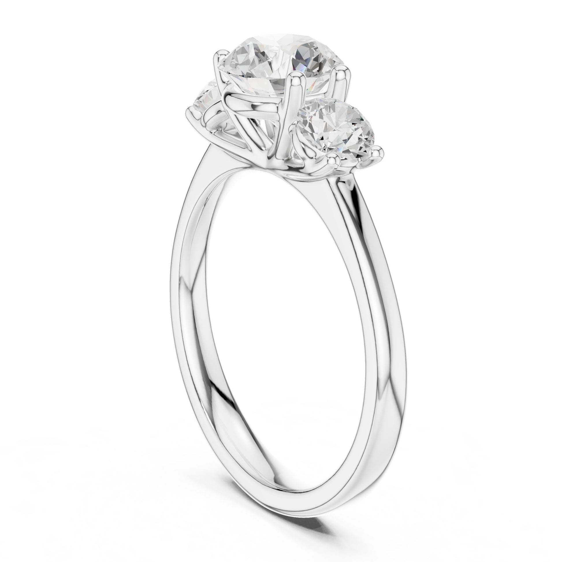 Round Lab Grown Diamond Three-Stone Engagement Ring