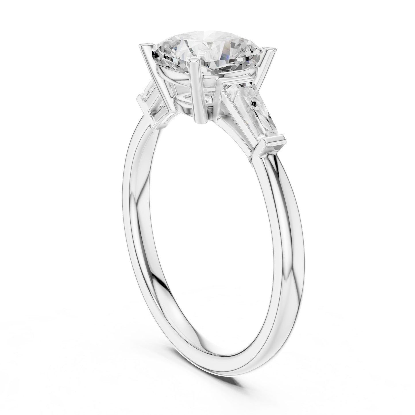 Round Lab Grown Diamond Three-Stone Engagement Ring