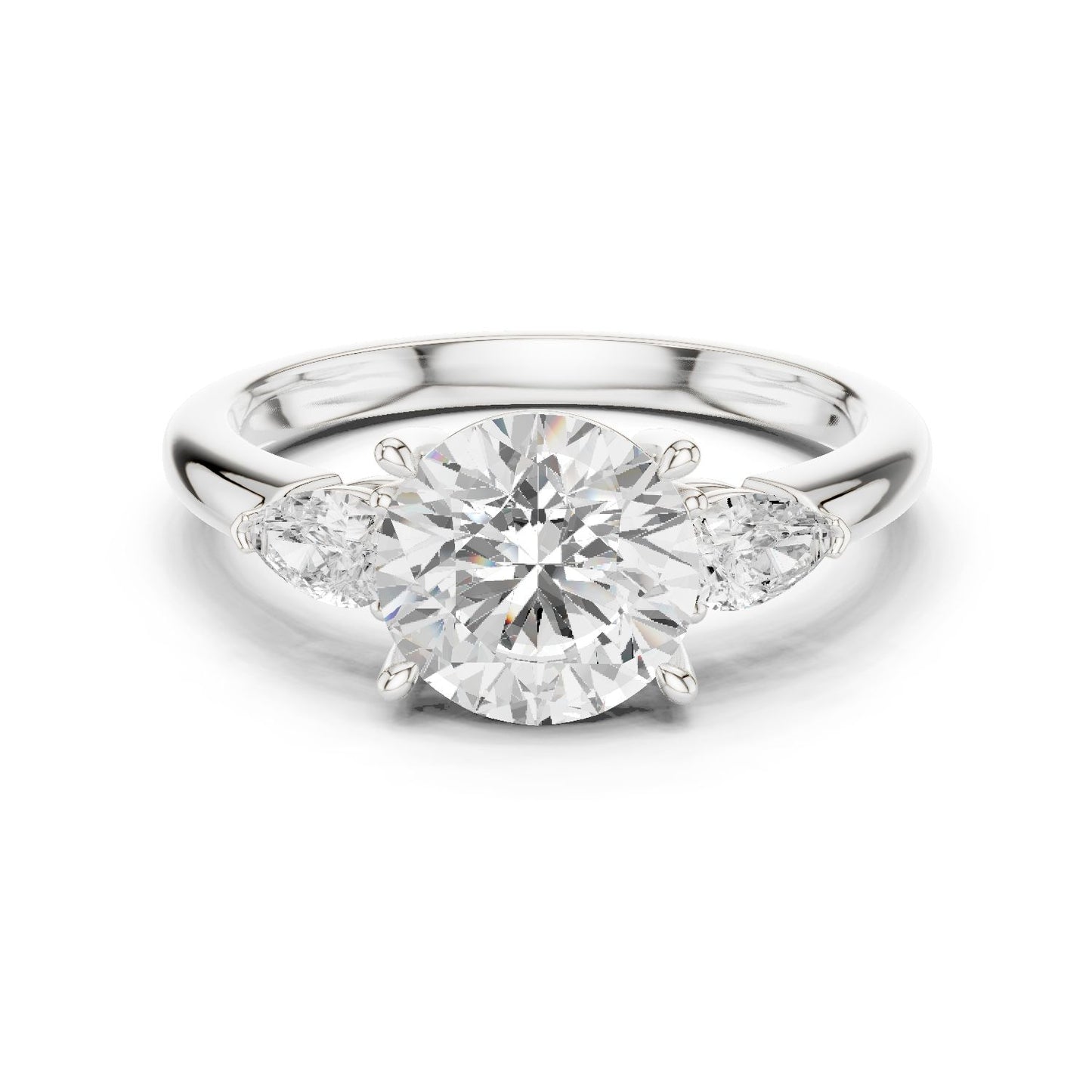 Round Lab Grown Diamond Three-Stone Engagement Ring