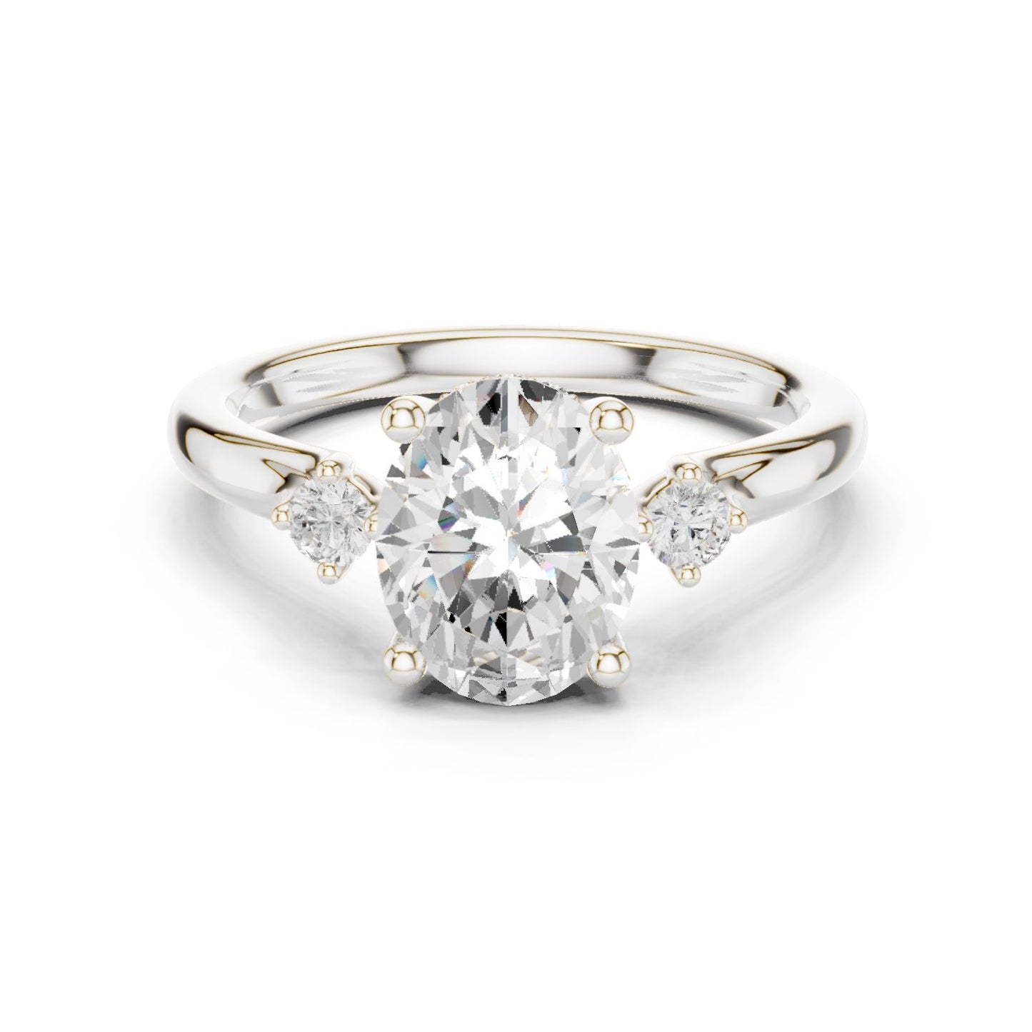 Round Lab Grown Diamond Three-Stone Engagement Ring