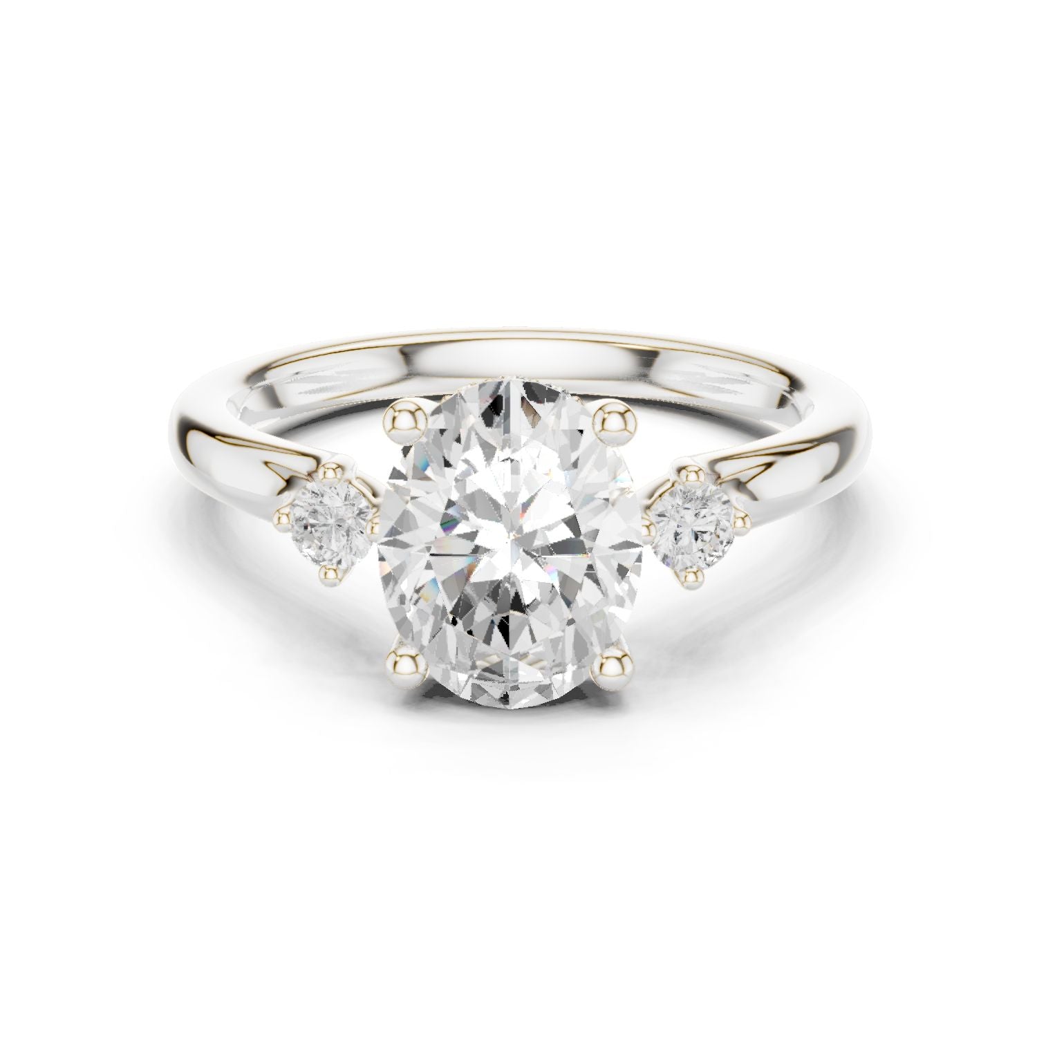 Round Lab Grown Diamond Three-Stone Engagement Ring