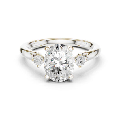 Round Lab Grown Diamond Three-Stone Engagement Ring