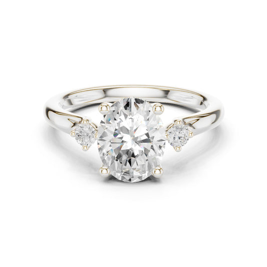 Round Lab Grown Diamond Three-Stone Engagement Ring