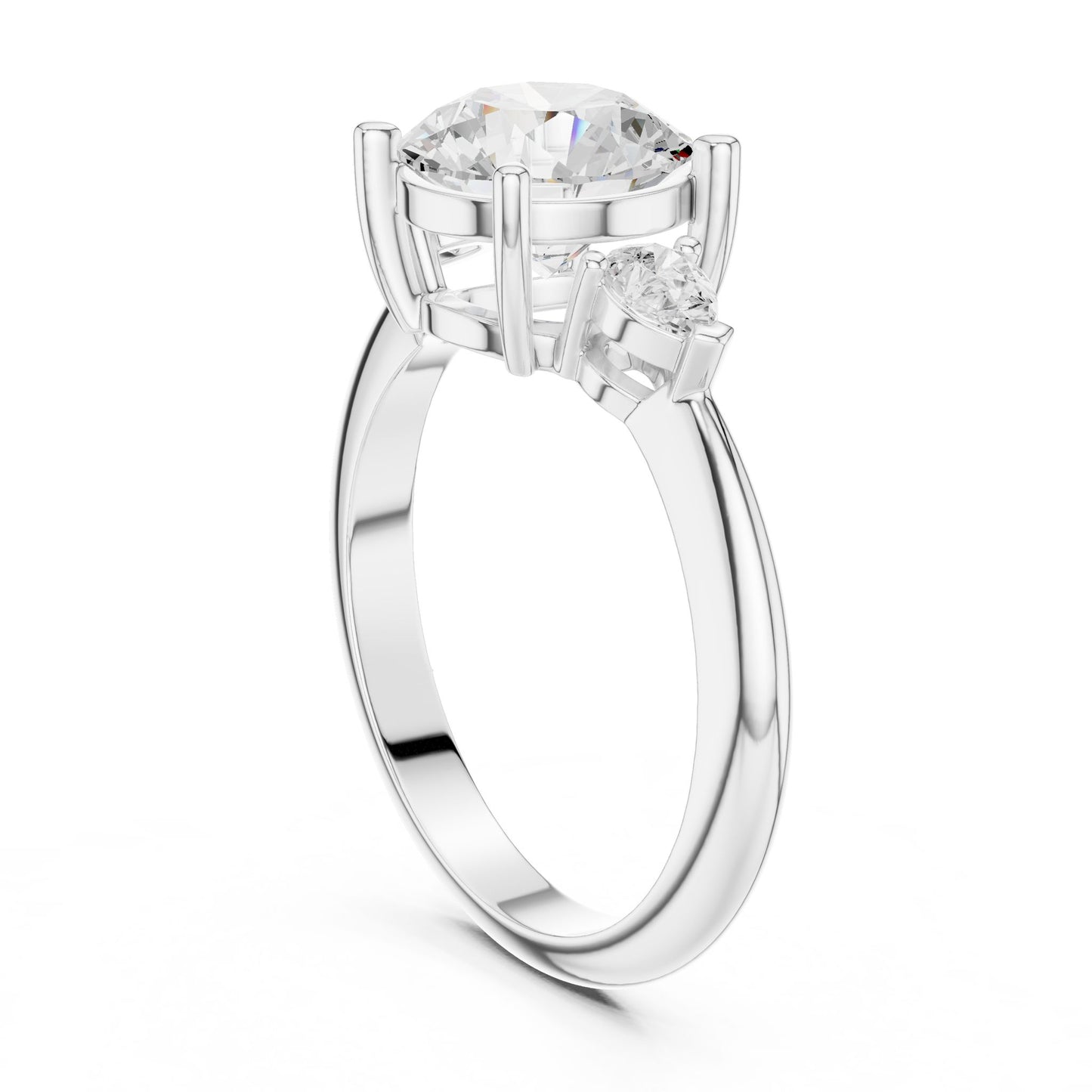 Round Lab Grown Diamond Three-Stone Engagement Ring