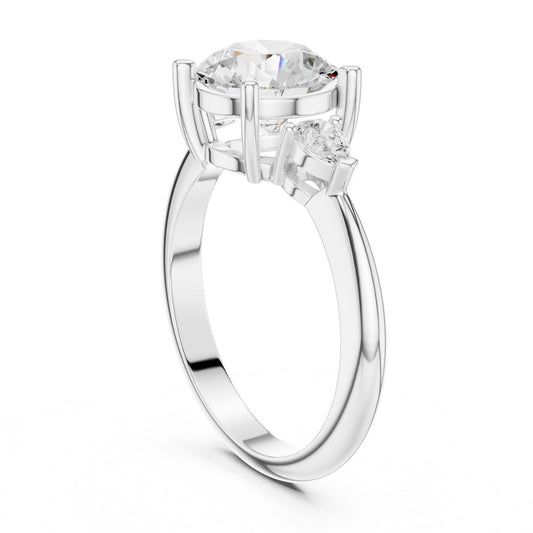 Round Lab Grown Diamond Three-Stone Engagement Ring