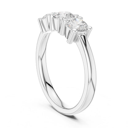 Round Lab Grown Diamond Three-Stone Engagement Ring