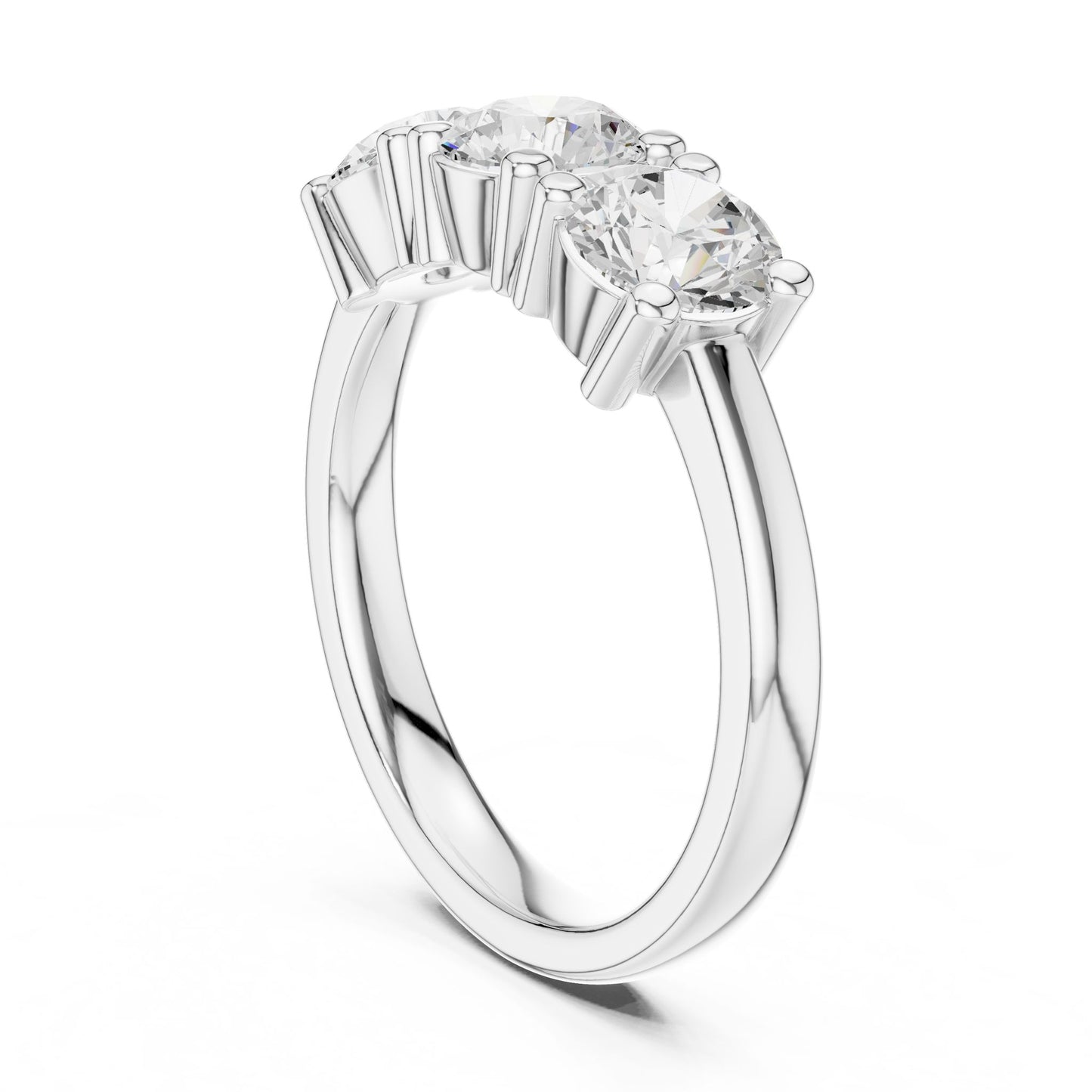 Round Lab Grown Diamond Three-Stone Engagement Ring