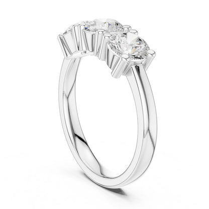 Round Lab Grown Diamond Three-Stone Engagement Ring