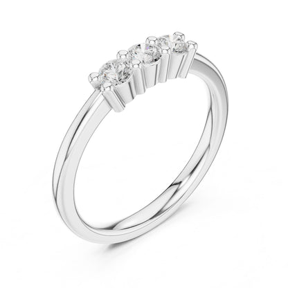 Round Lab Grown Diamond Three-Stone Engagement Ring