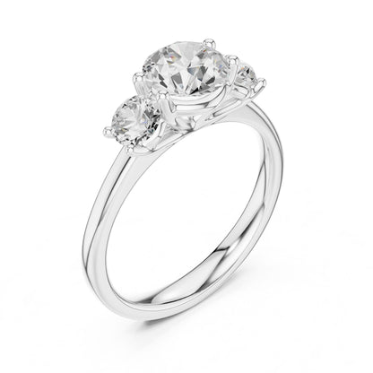 Round Lab Grown Diamond Three-Stone Engagement Ring