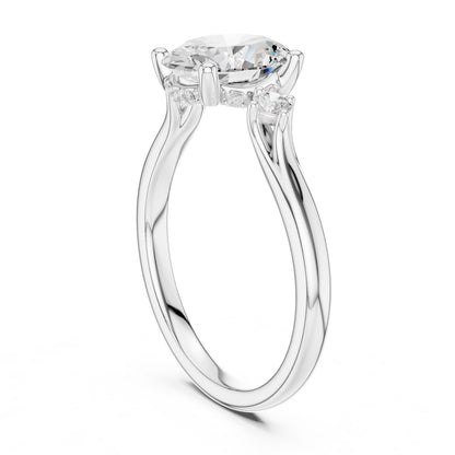 Round Lab Grown Diamond Three-Stone Engagement Ring