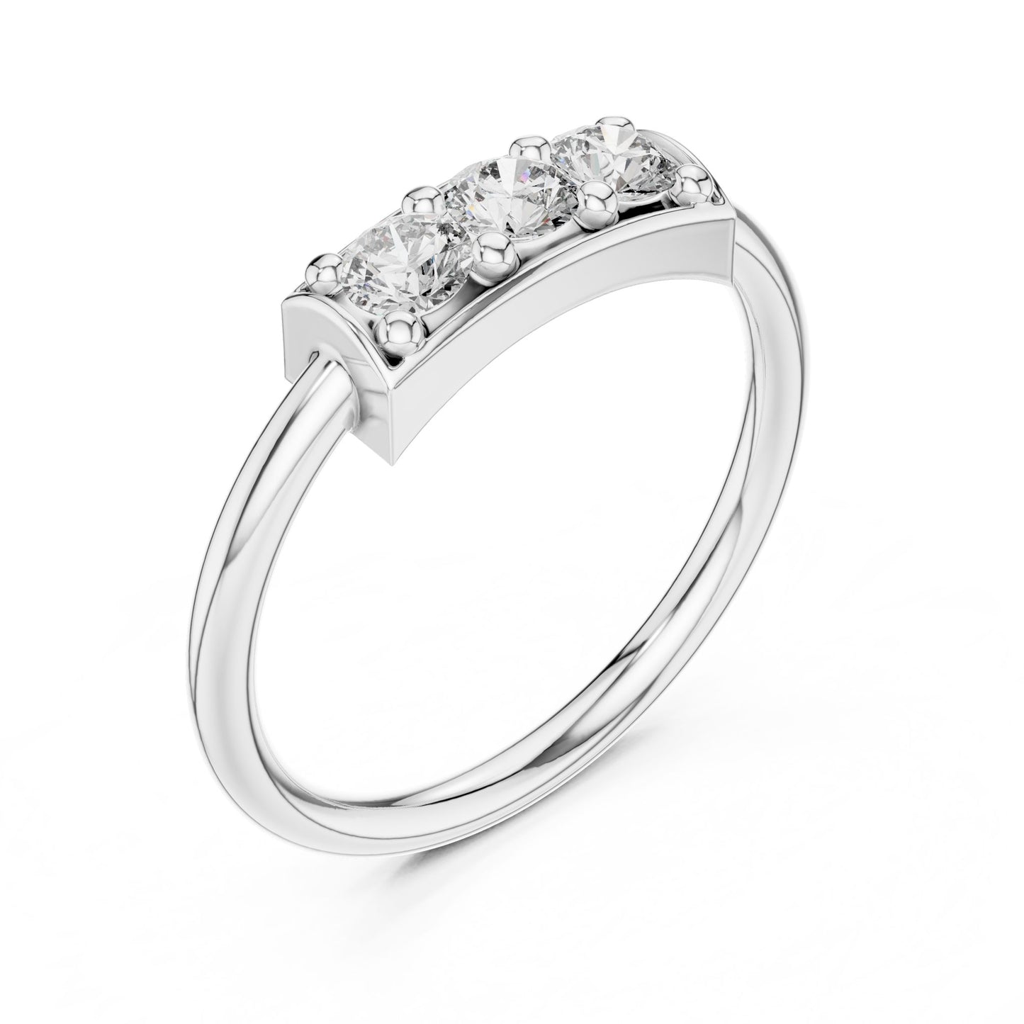 Round Lab Grown Diamond Three-Stone Engagement Ring