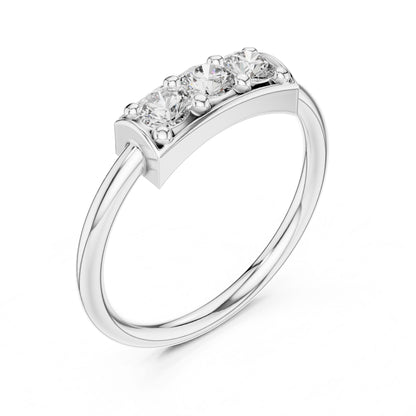 Round Lab Grown Diamond Three-Stone Engagement Ring
