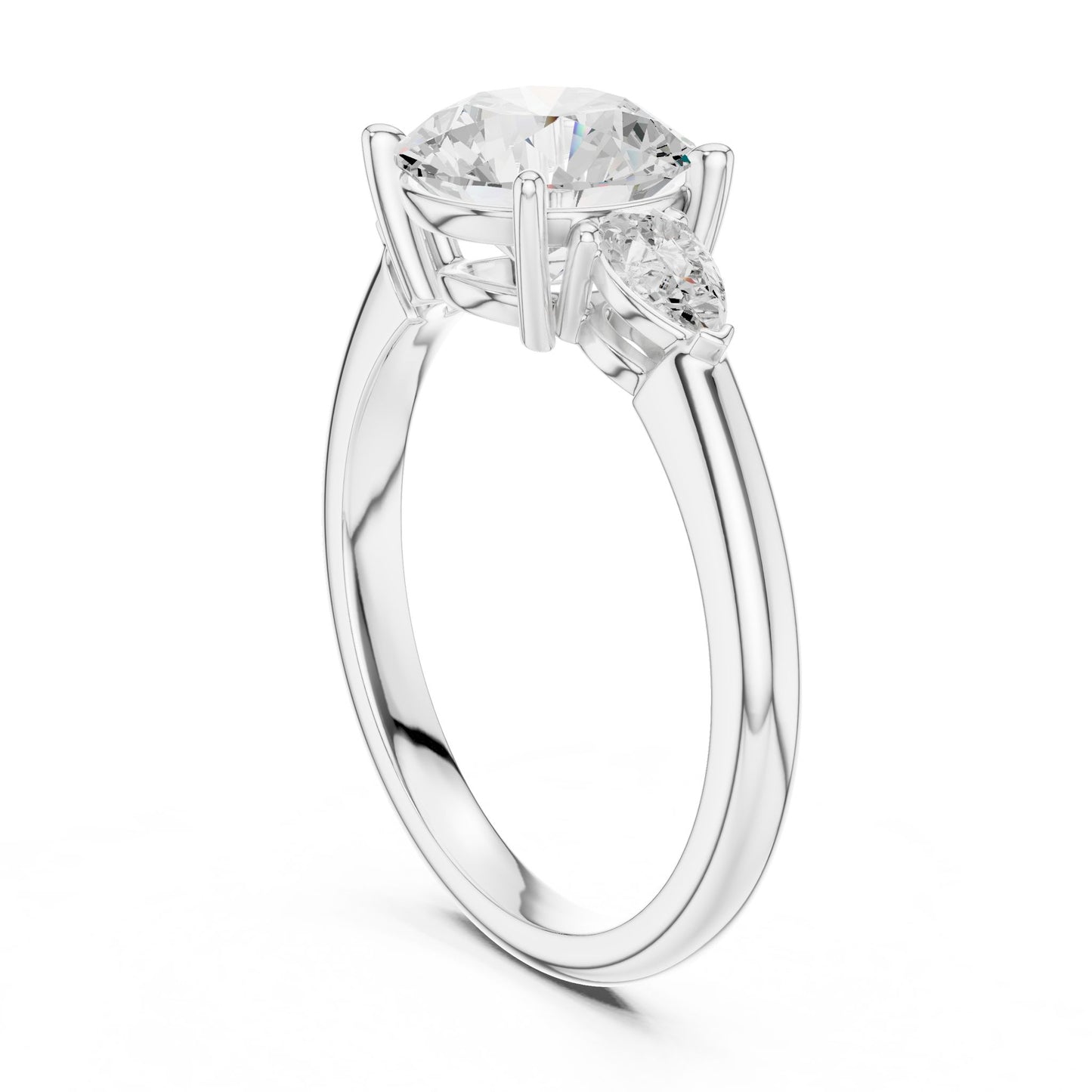 Round Lab Grown Diamond Three-Stone Engagement Ring