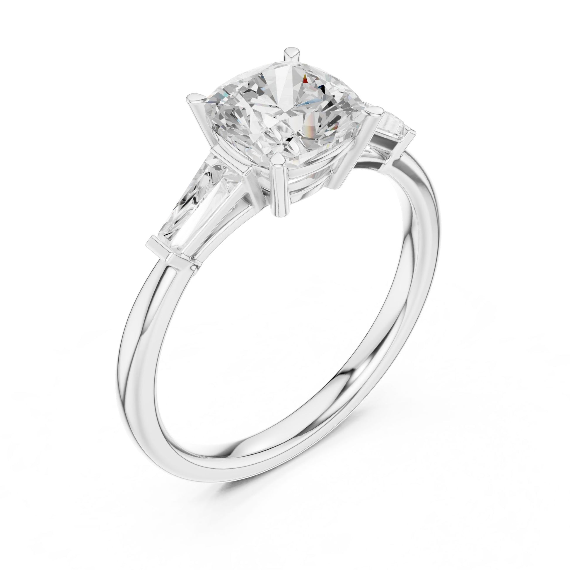 Round Lab Grown Diamond Three-Stone Engagement Ring