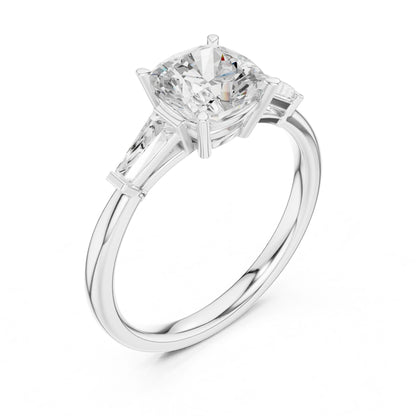 Round Lab Grown Diamond Three-Stone Engagement Ring