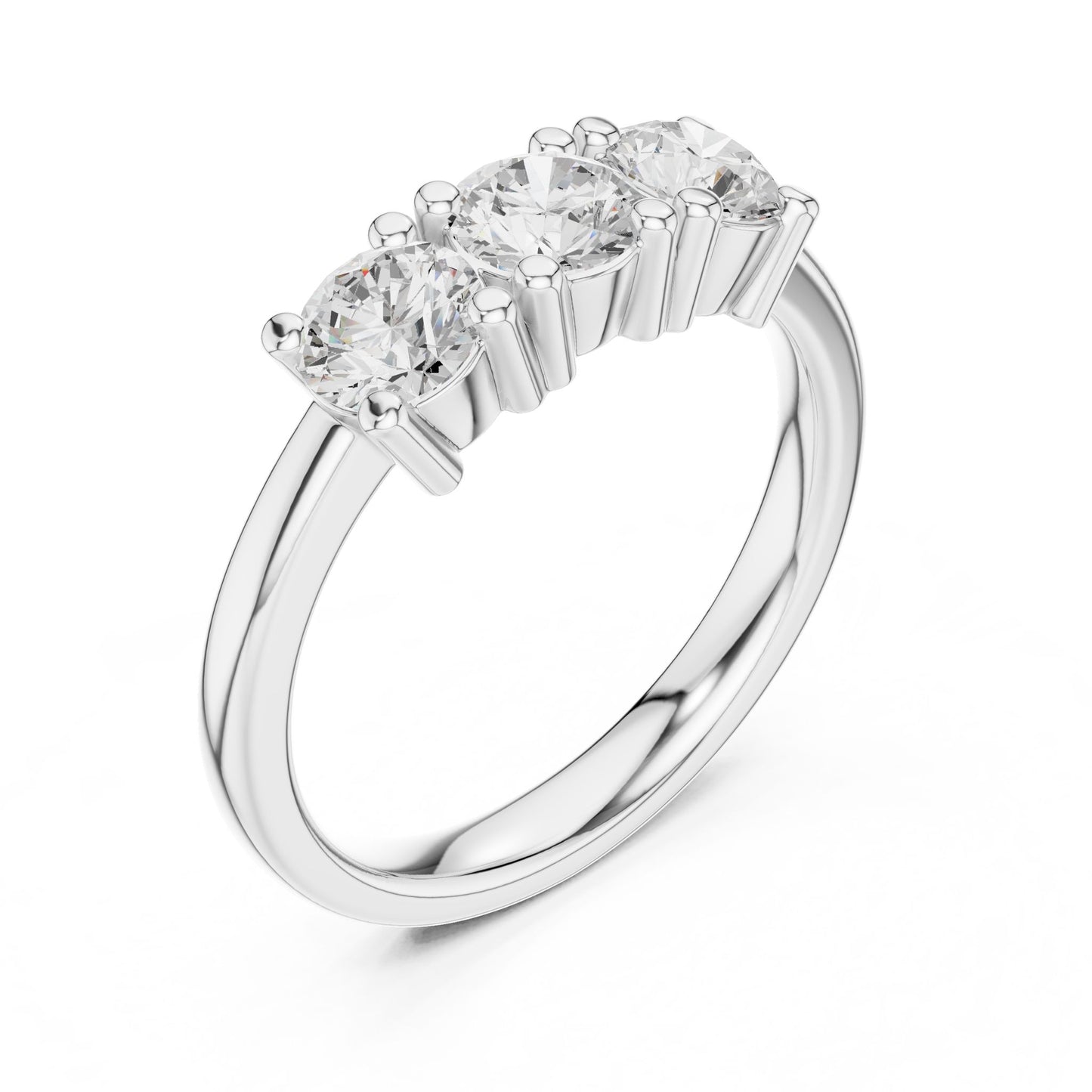 Round Lab Grown Diamond Three-Stone Engagement Ring