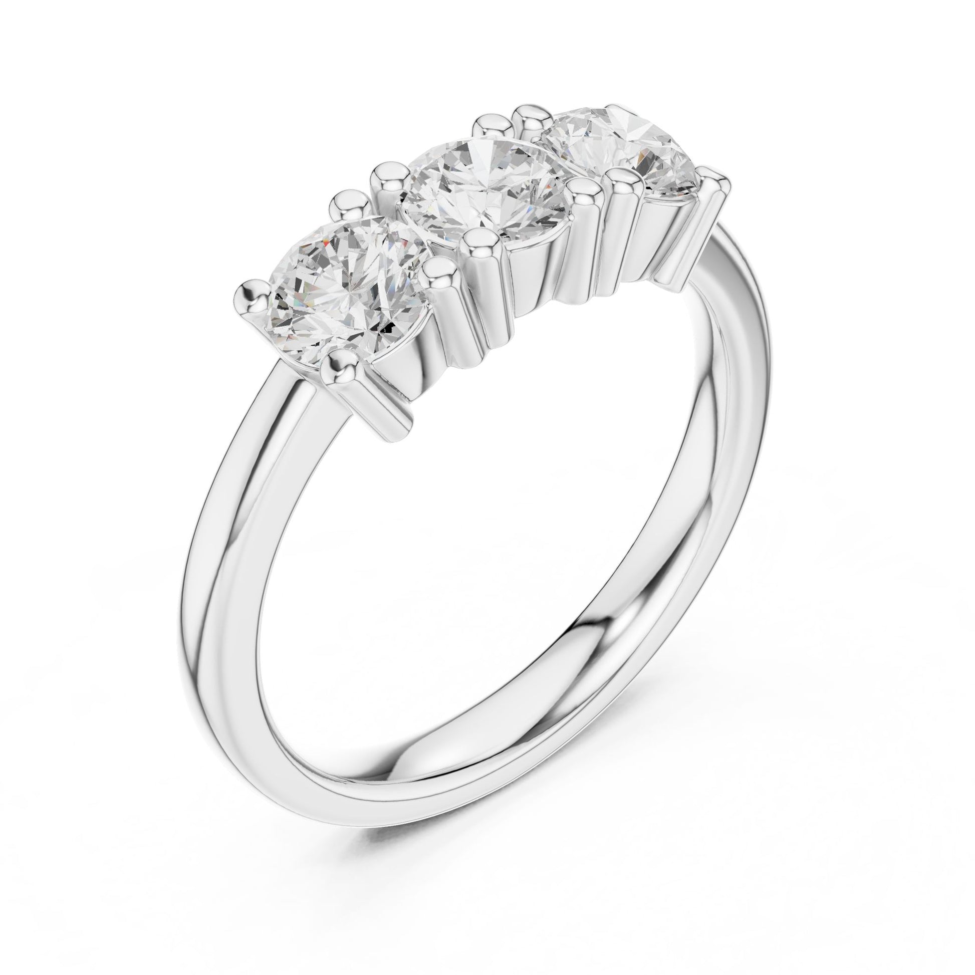 Round Lab Grown Diamond Three-Stone Engagement Ring
