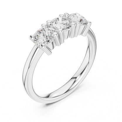 Round Lab Grown Diamond Three-Stone Engagement Ring