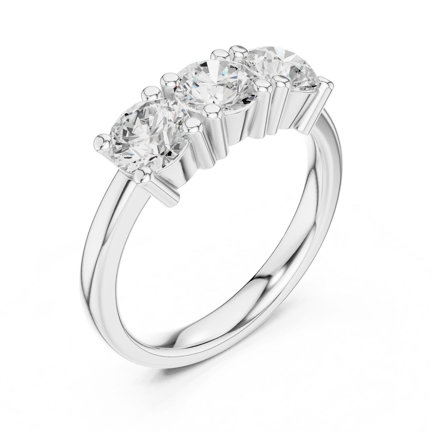 Round Lab Grown Diamond Three-Stone Engagement Ring