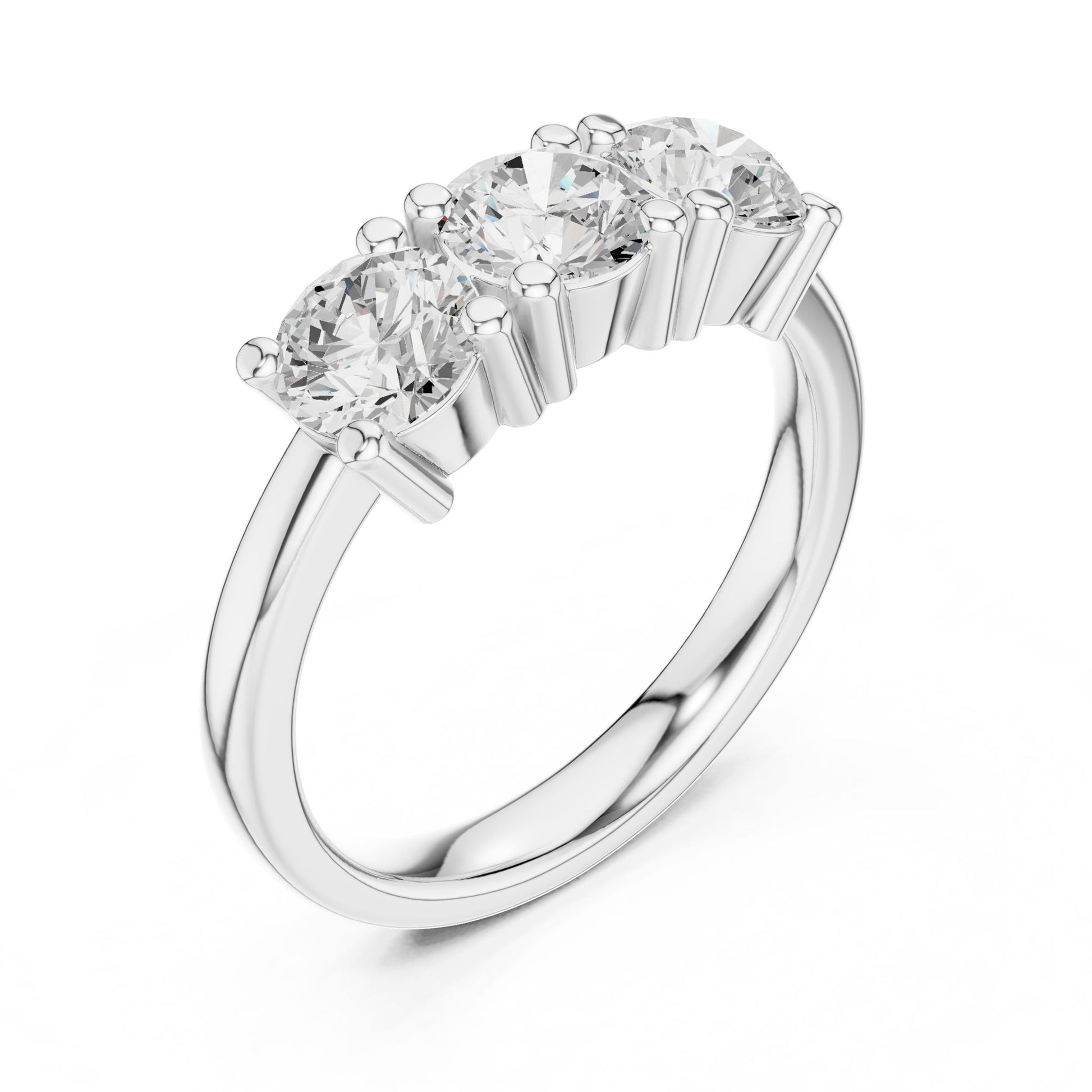 Round Lab Grown Diamond Three-Stone Engagement Ring