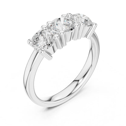 Round Lab Grown Diamond Three-Stone Engagement Ring