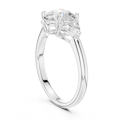 Round Lab Grown Diamond Three-Stone Engagement Ring