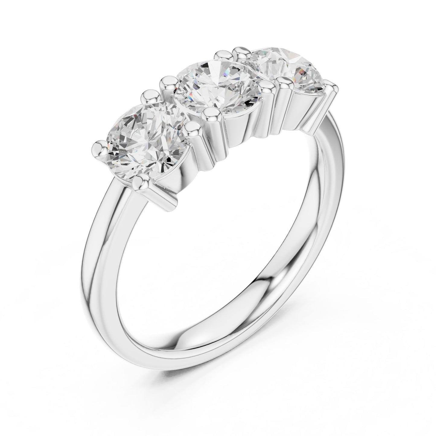 Round Lab Grown Diamond Three-Stone Engagement Ring