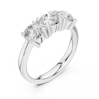 Round Lab Grown Diamond Three-Stone Engagement Ring