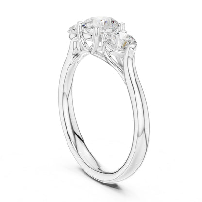 Round Lab Grown Diamond Three-Stone Engagement Ring
