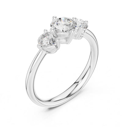 Round Lab Grown Diamond Three-Stone Engagement Ring