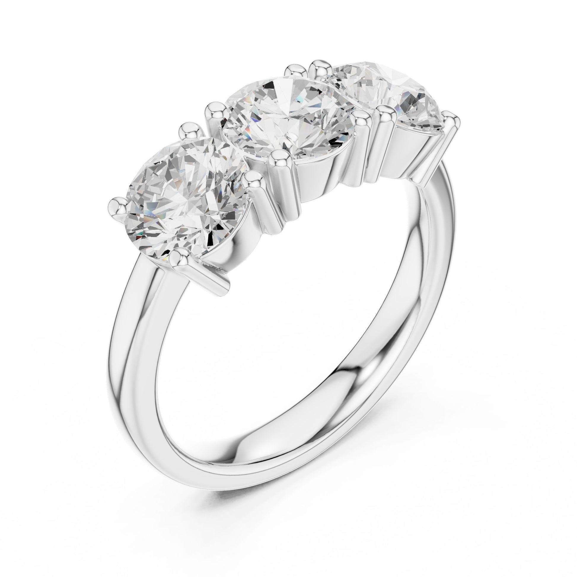 Round Lab Grown Diamond Three-Stone Engagement Ring