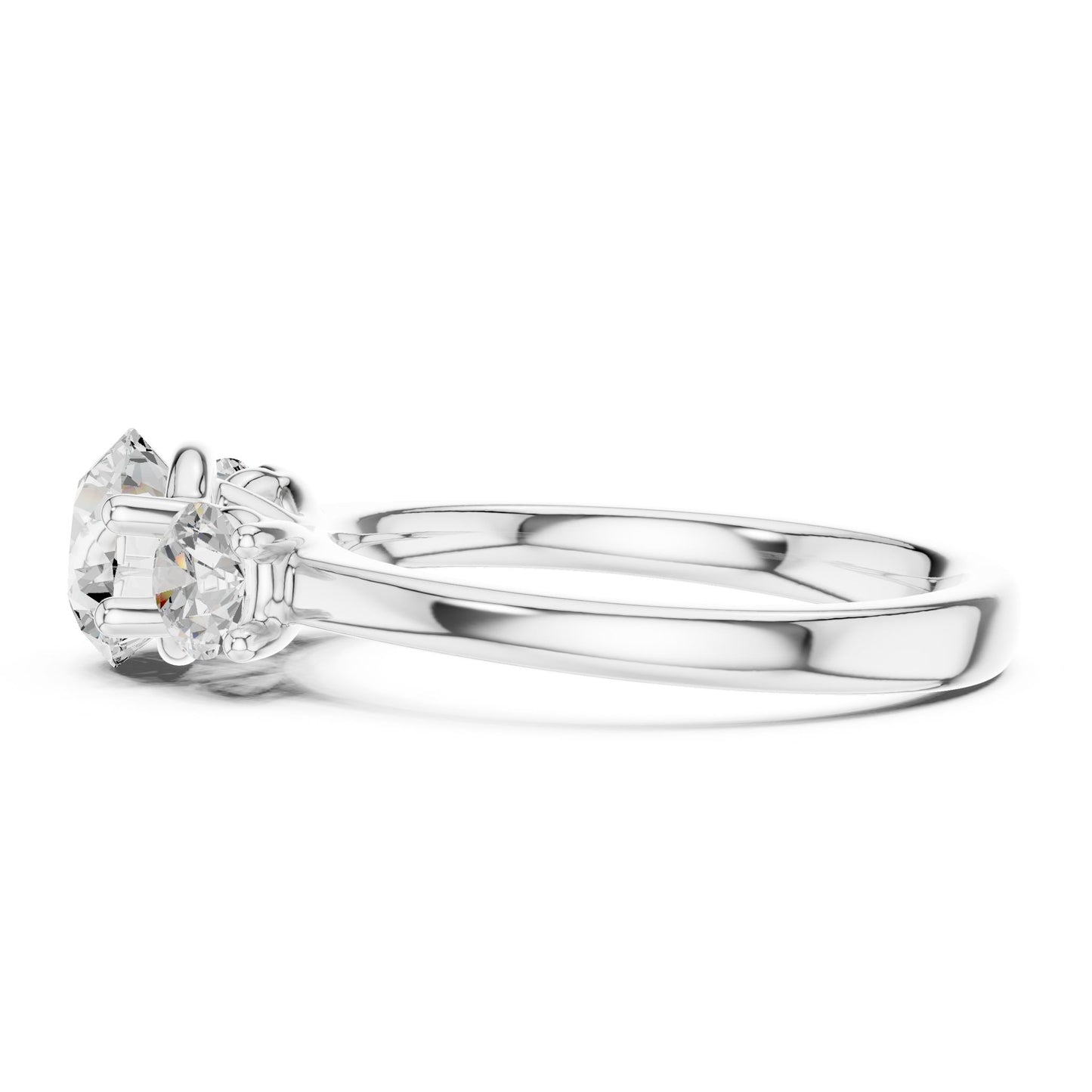 Round Lab Grown Diamond Three-Stone Engagement Ring