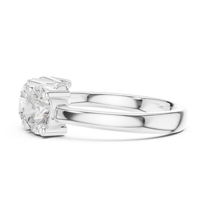 Round Lab Grown Diamond Three-Stone Engagement Ring