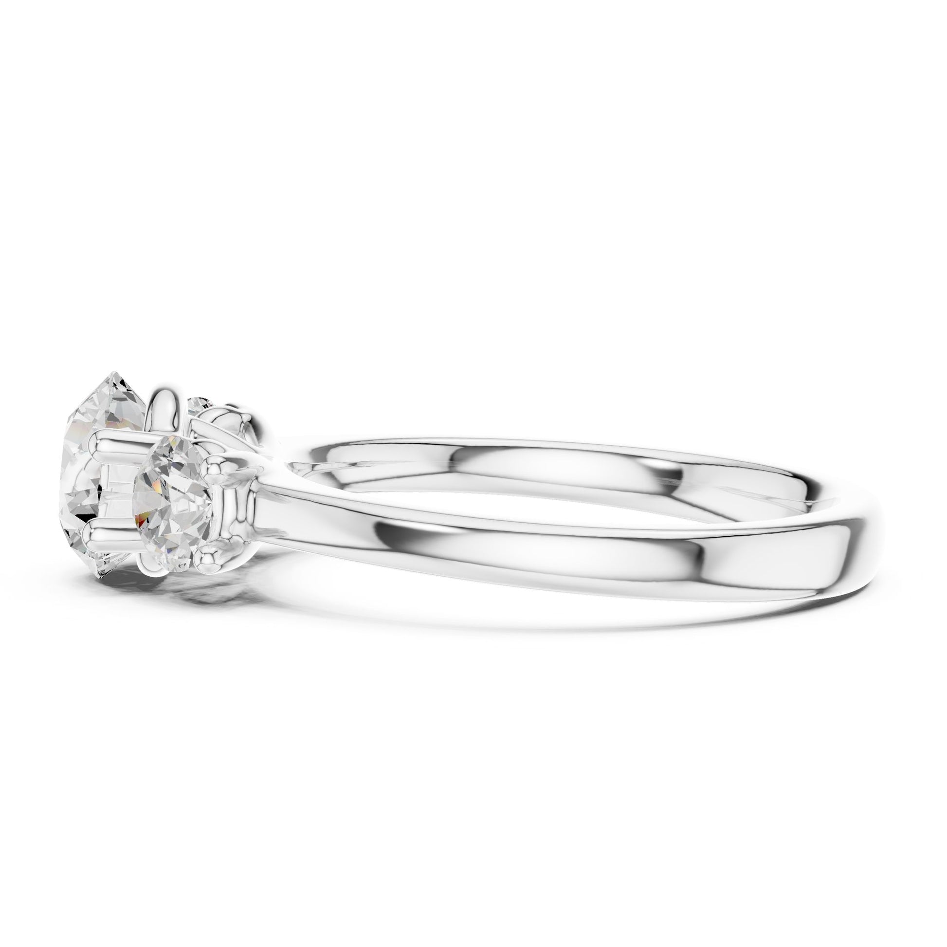 Round Lab Grown Diamond Three-Stone Engagement Ring