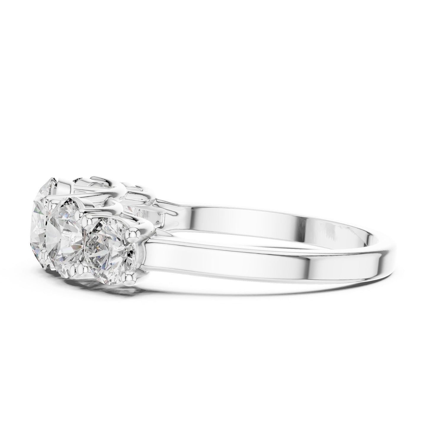 Round Lab Grown Diamond Three-Stone Engagement Ring