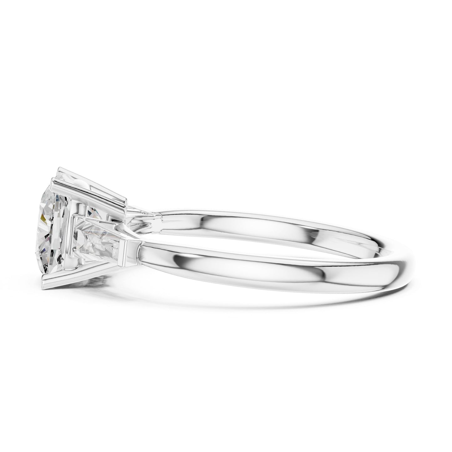 Round Lab Grown Diamond Three-Stone Engagement Ring
