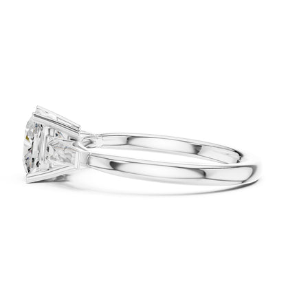 Round Lab Grown Diamond Three-Stone Engagement Ring