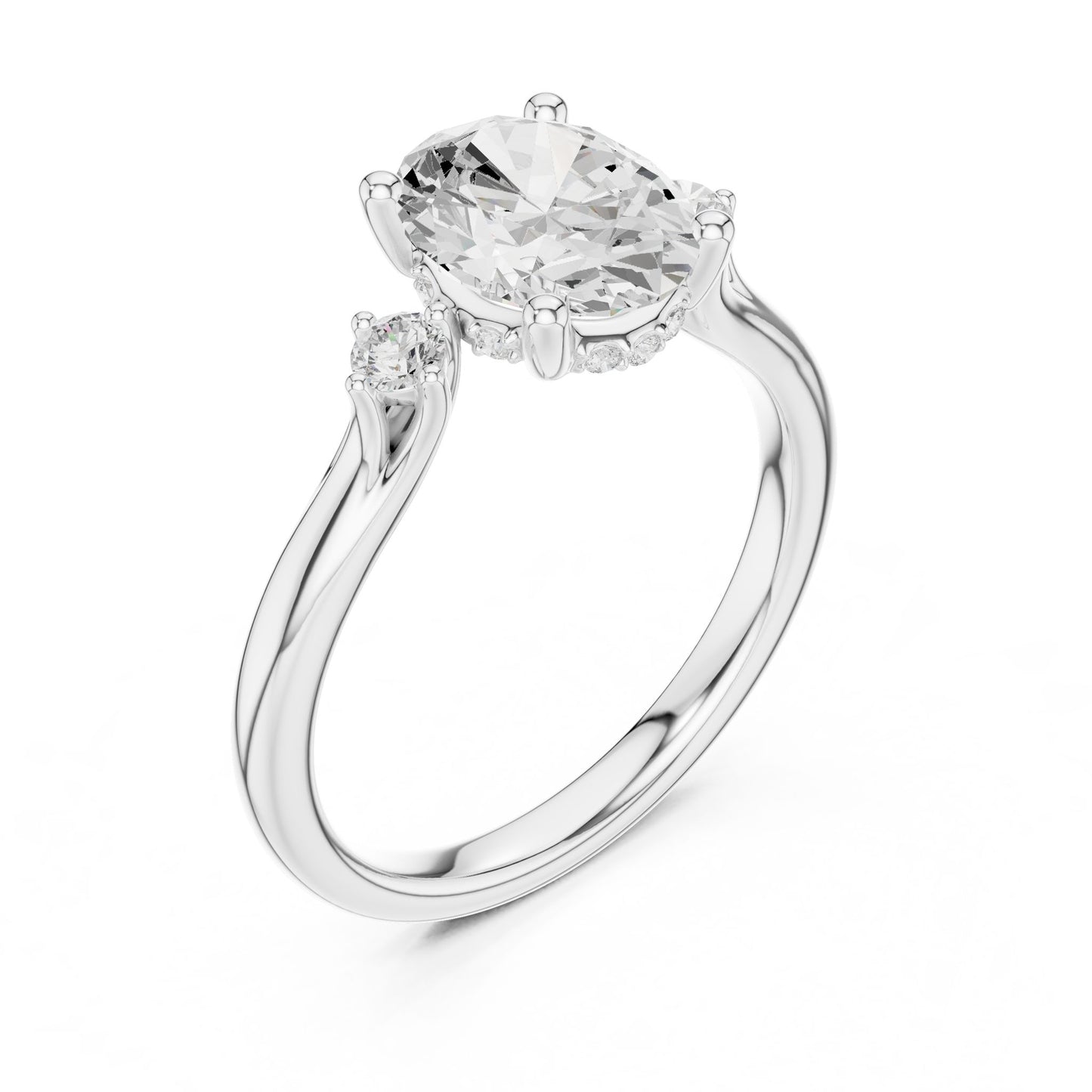 Round Lab Grown Diamond Three-Stone Engagement Ring