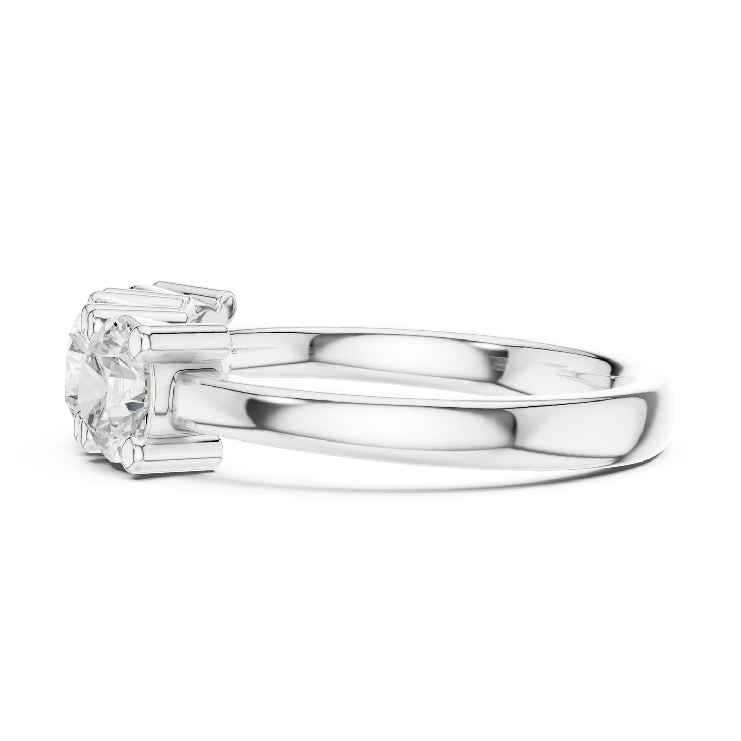 Round Lab Grown Diamond Three-Stone Engagement Ring